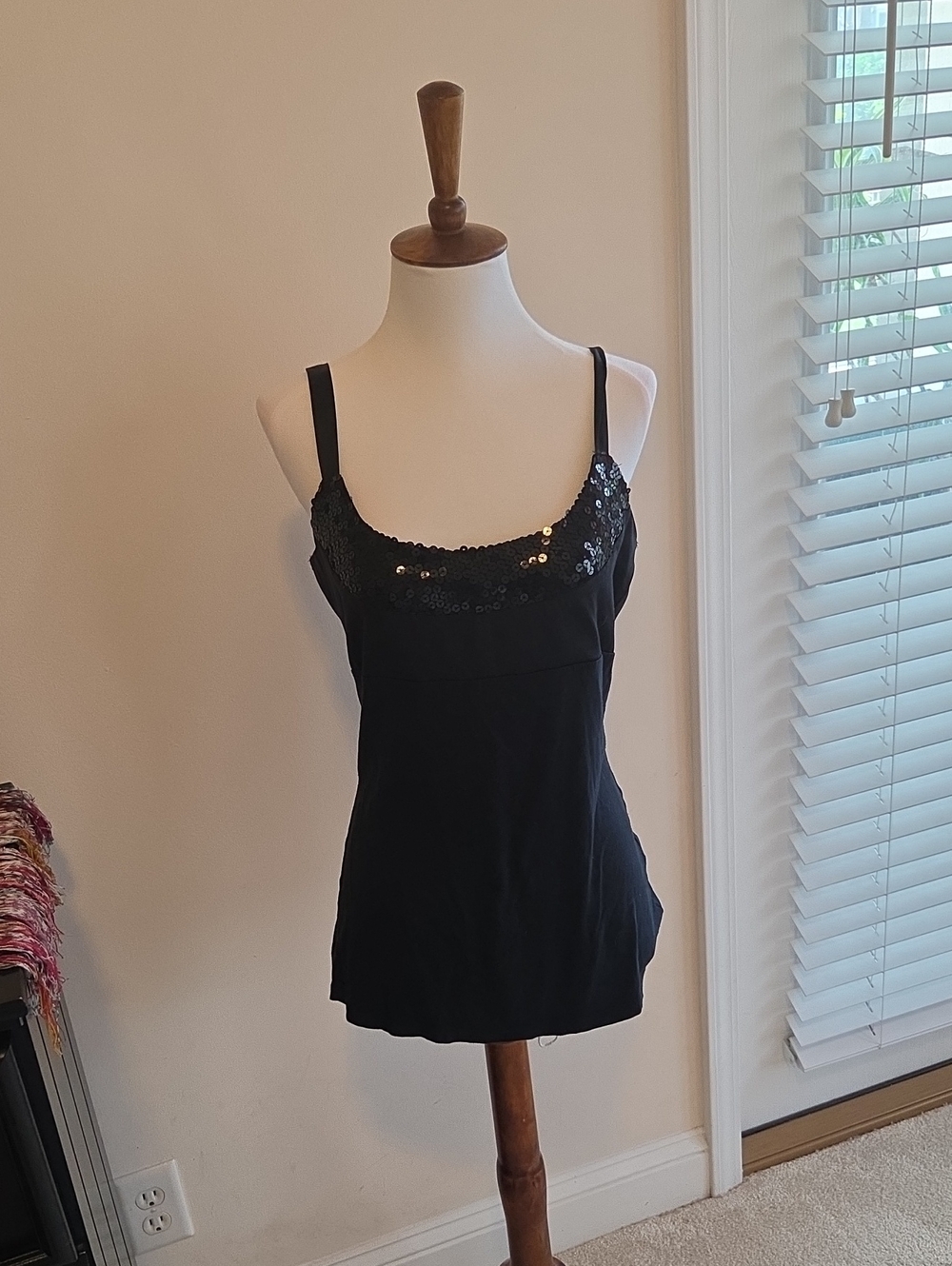 The Limited Black Sequin Trim Camisole